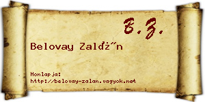 Belovay Zalán névjegykártya